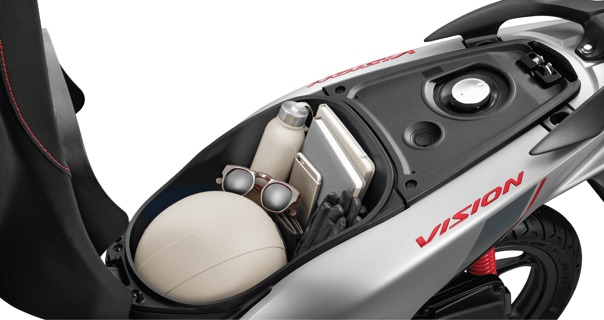 Cốp dưới yên xe Vision 2026 rộng rãi